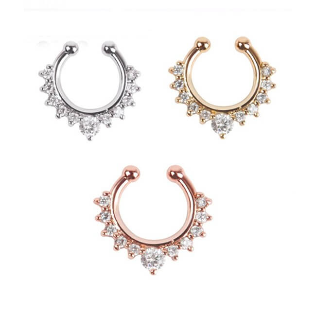 3-pack fake septum näsring fakepiercing guld/silver/roséguld