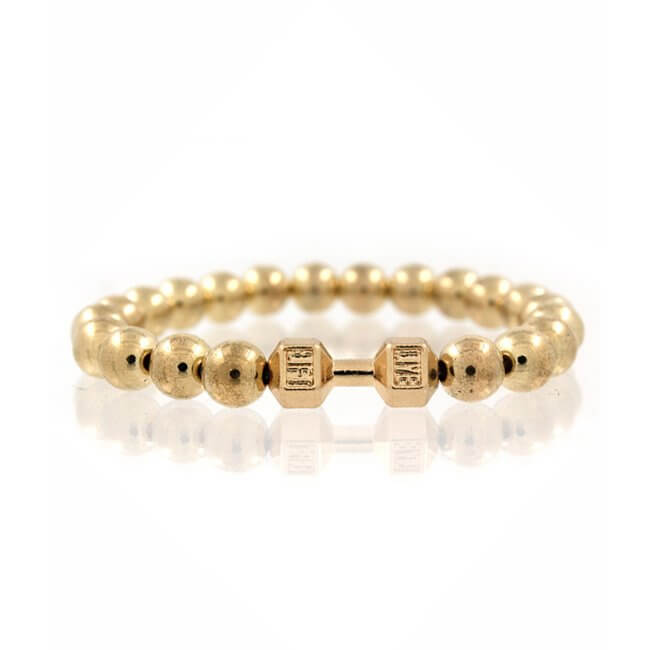 Handgjort hantel armband guld m. Pläterade kopparkulor