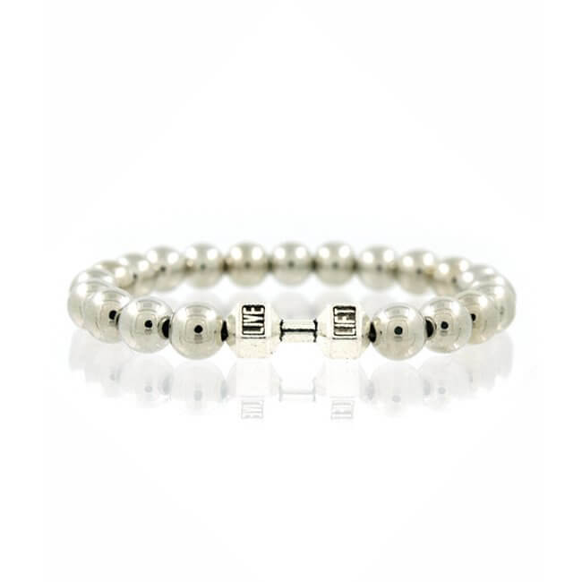 Handgjort hantel armband silver m. Pläterade kopparkulor