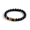 Handgjort Karma Armband Buddha Guld M. Svarta Stenpärlor
