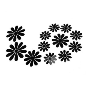Väggdekoration 12-pack Blommor 3d Svart Väggdekal Väggdekor
