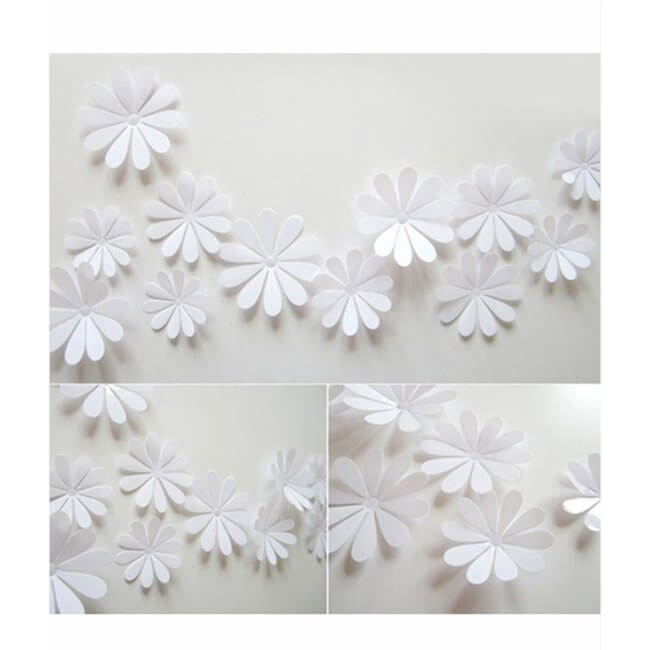 Väggdekoration 12-pack blommor 3d vit väggdekal väggdekor