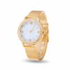 Elegant Guld Klocka Med Mesh Armband Strass Kristaller