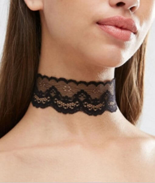 Trendigt halsband choker minimalistic casual spets svart