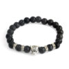Handgjort Armband Silver Leopard Svarta Lavastenar