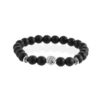 Handgjort Armband Ros Silver M. Svarta Stenar