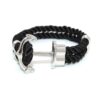 Handgjort Läderarmband Rep Med Ankare I Metall Svart/silver