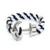 Handgjort Armband Rep Med Ankare I Metall Blå/vit/silver