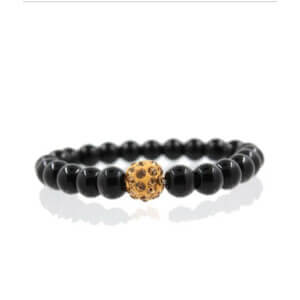 Handgjort handgjort armband vulkansten m. Svarta stenar