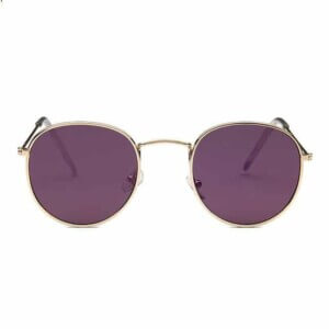 Runda solglasögon retro guld lila glas
