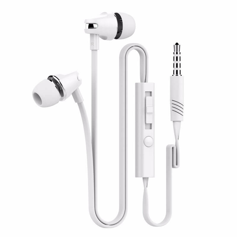 Langsdom jv23 in-ear hörlurar mikrofon volymkontroll (vit)