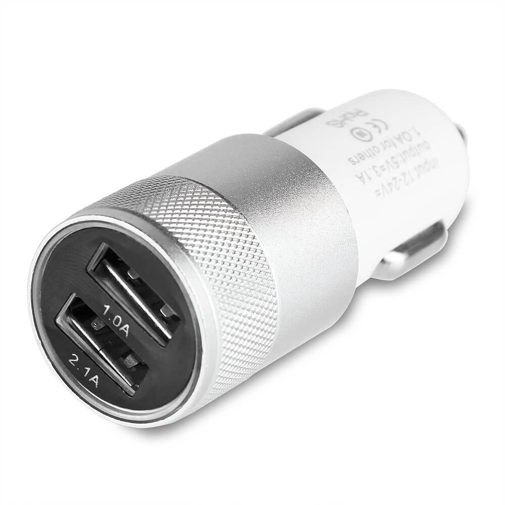 Universal billaddare med dubbla usb 3. 1a silver mobilladdare bil