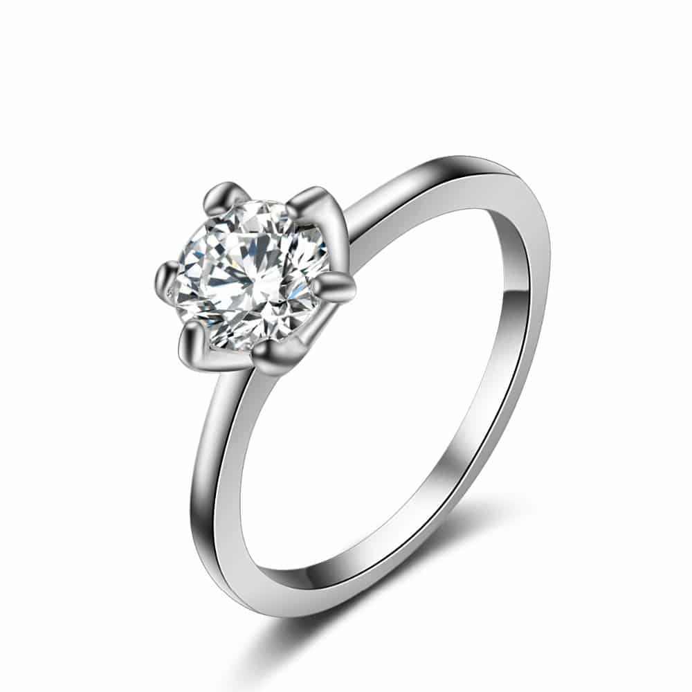Elegant silver ring stl. 6 med cz cubic zirconia