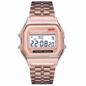 Roseguld Digital Vintage Retro Klocka Armbandsur Metall Lcd