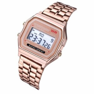 Roseguld Digital Vintage Retro Klocka Armbandsur Metall Lcd
