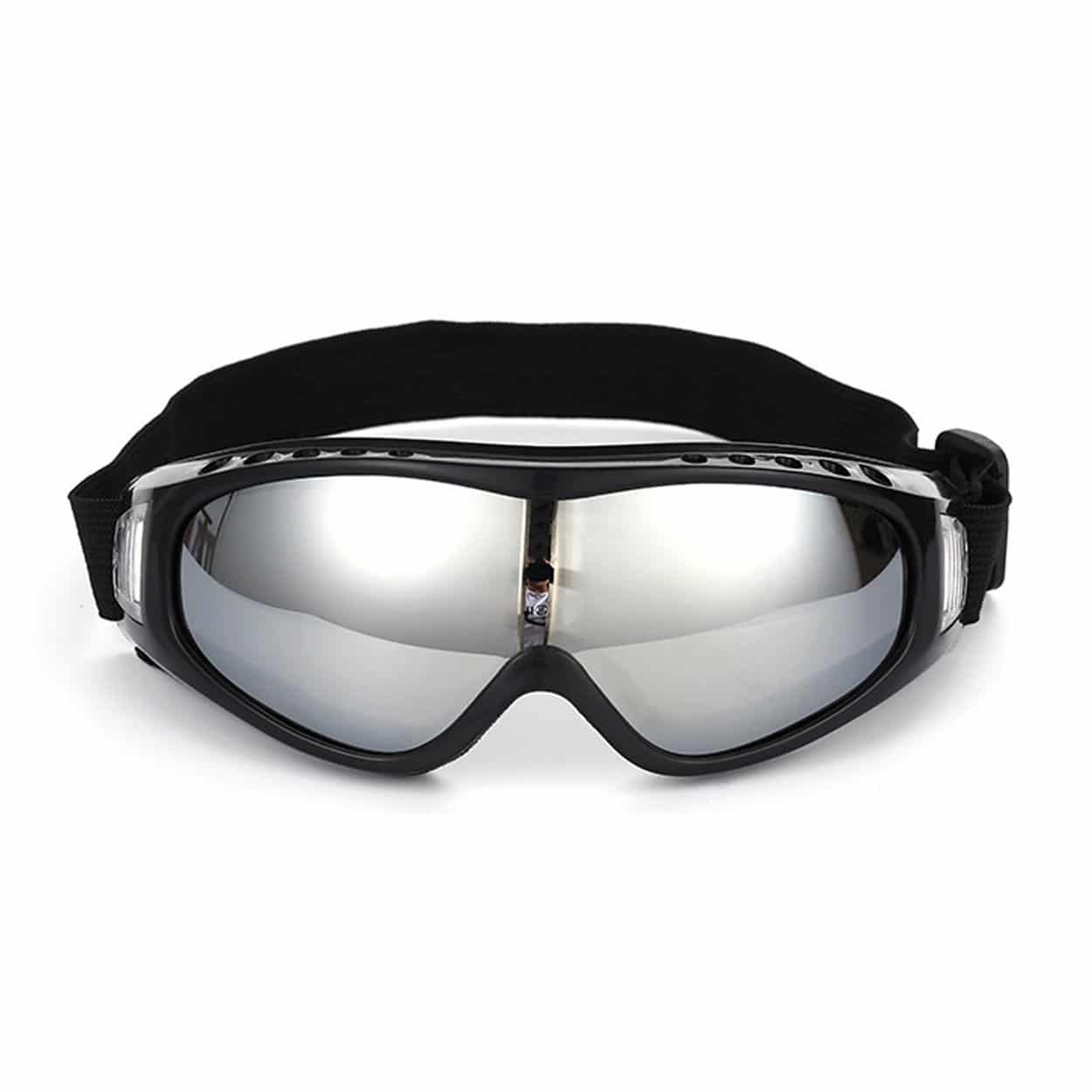 Svarta skidglasögon spegelglas silver goggles mc mx uv-skydd