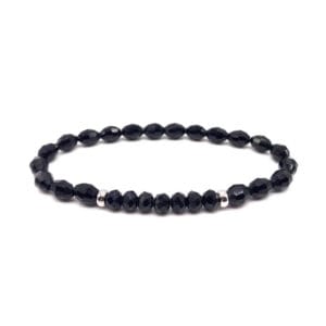 Handgjort Armband Svart Kristall  Silver Detaljer