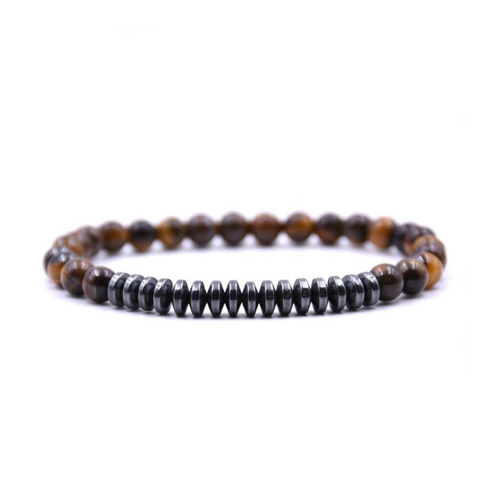 Handgjort armband brun sten tigeröga svart hematit