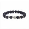 Handgjort Armband Svart Lavasten Och Silver Buddha