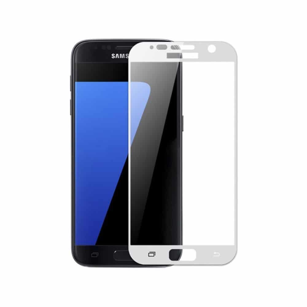 Samsung galaxy s7 skärmskydd kolfiber härdat glas (vit)