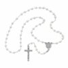 Långt Vitt Halsband Radband 8mm Vita Glaspärlor