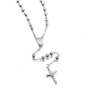 Långt vitguldpläterat halsband radband silver/vitguld