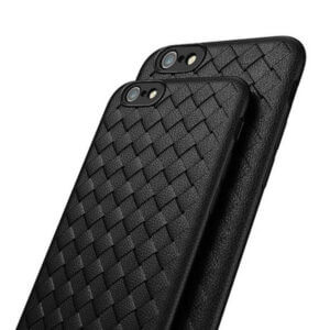 Iphone 7 8 plus mobilskal flätat svart läder skinn
