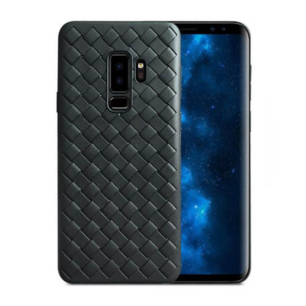 Samsung galaxy s9 plus mobilskal flätat svart läder skinn