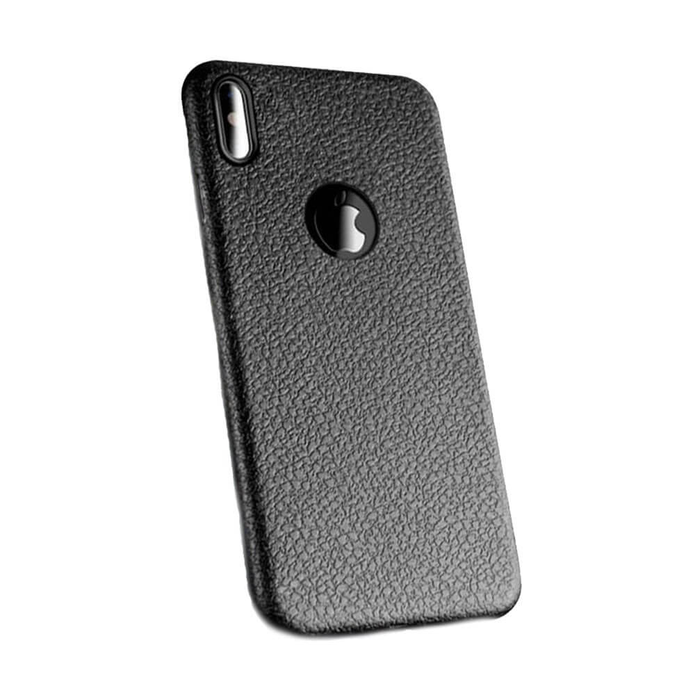 Iphone x mobilskal svart läder skinn