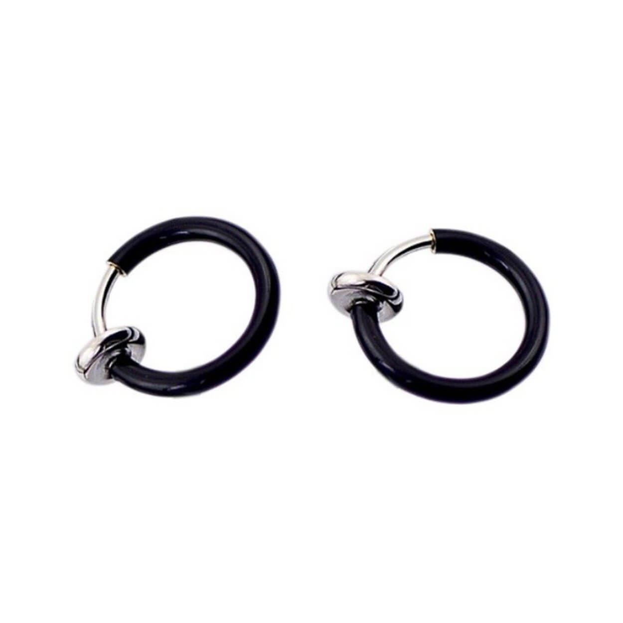 2-pack svart fake piercing öron läpp näsring septum läppring