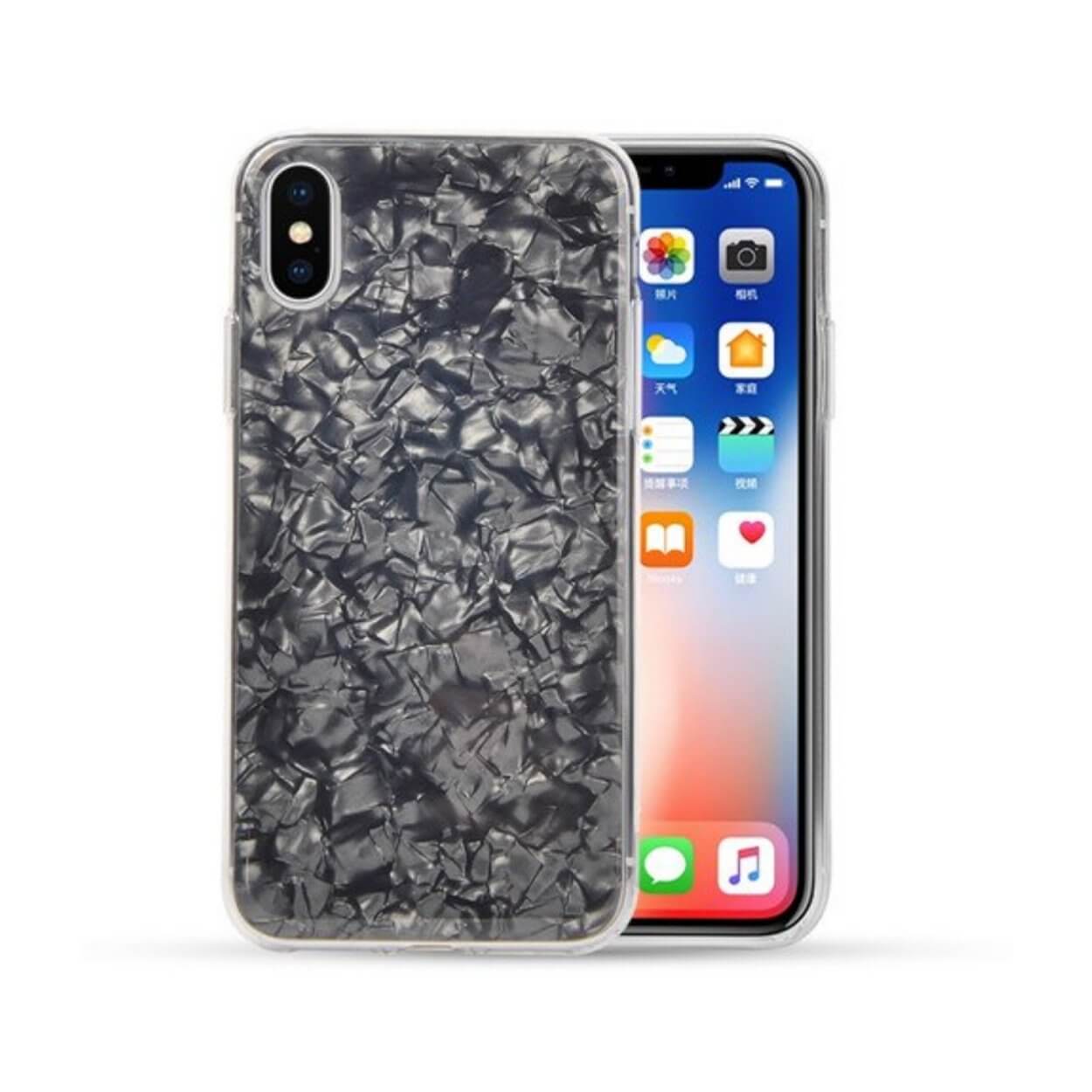 Iphone 7 8 plus mobilskal svart genomskinlig diamant mönster