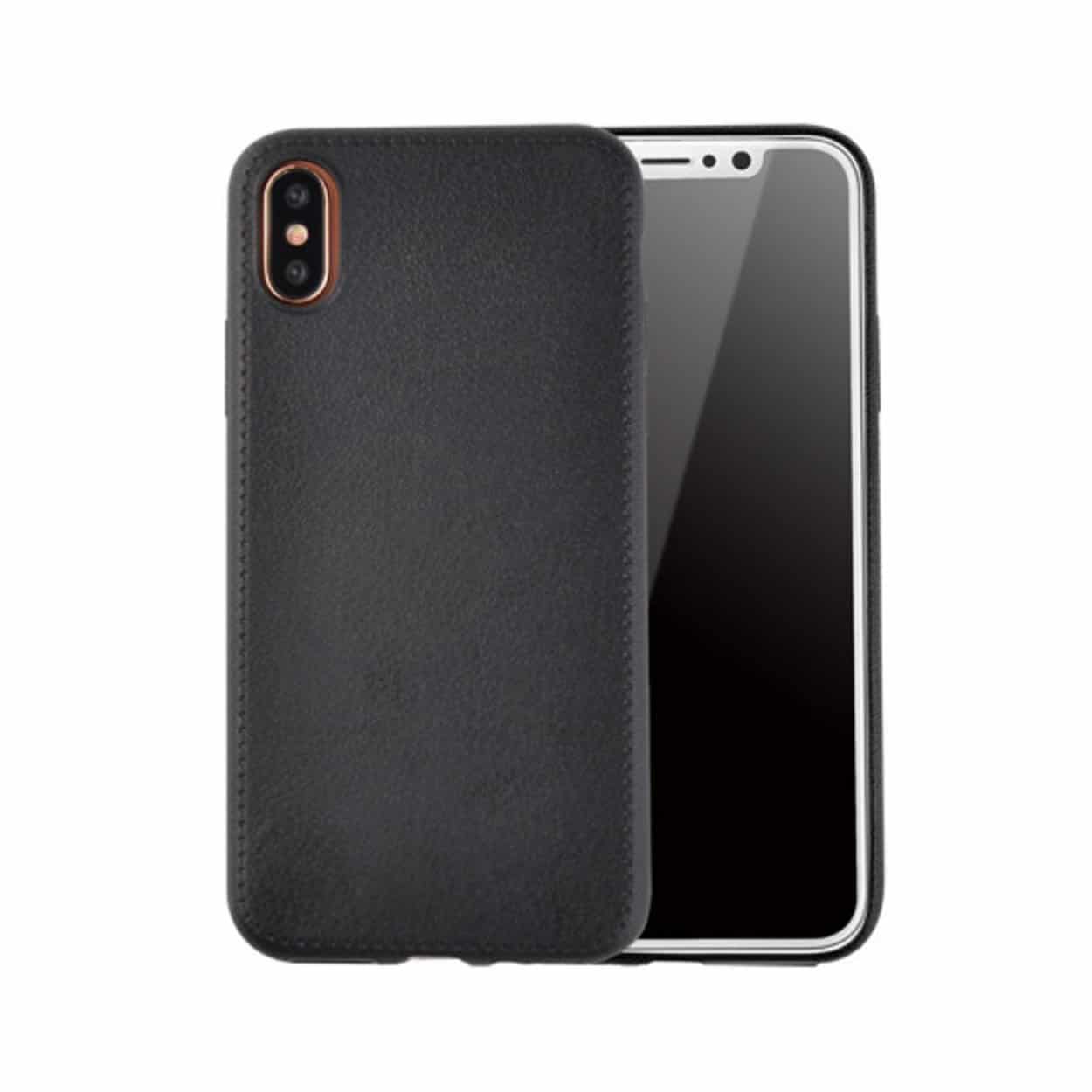 Iphone x mobilskal svart läder skinn