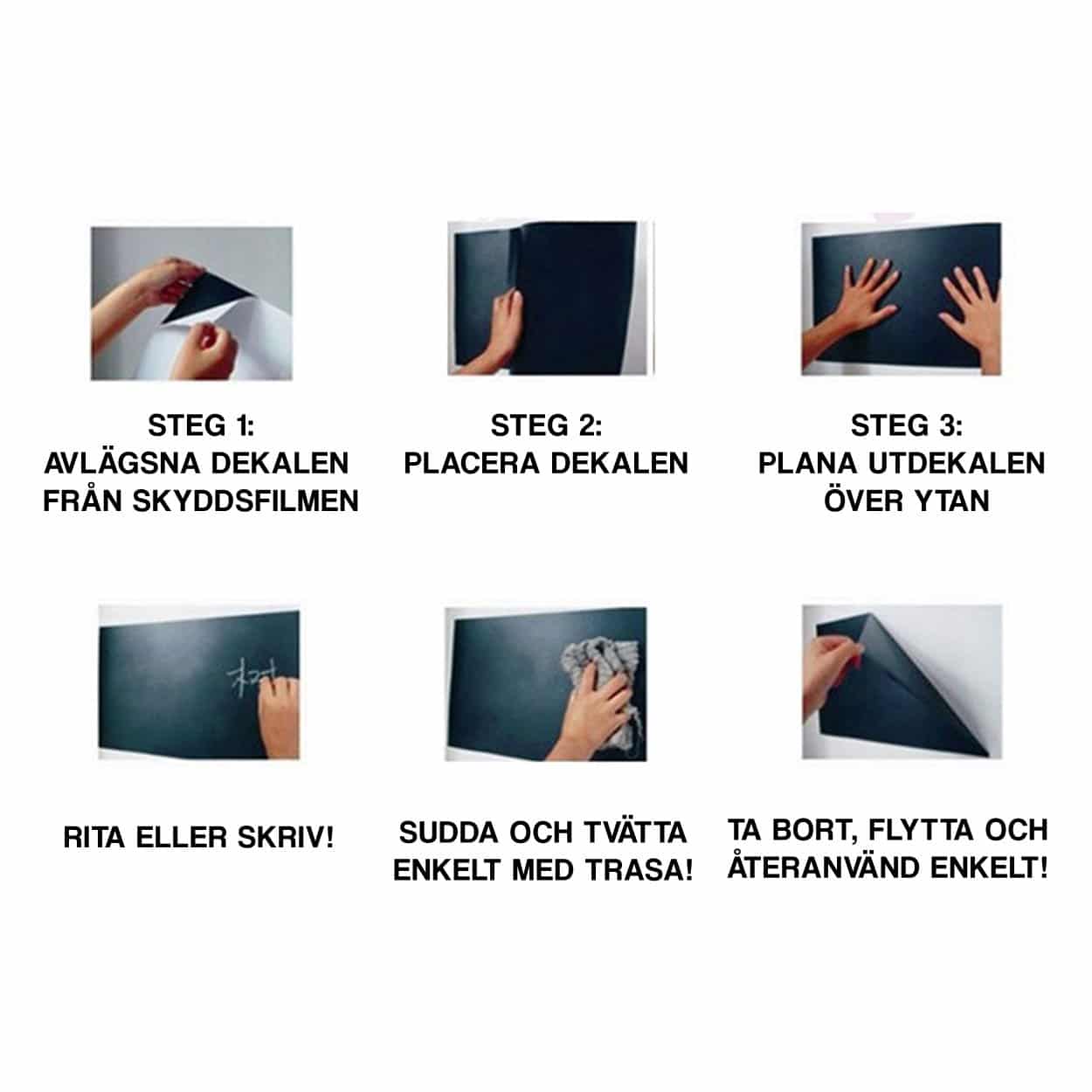 Väggdekal stor griffeltavla blackboard svart tavla 45x200cm