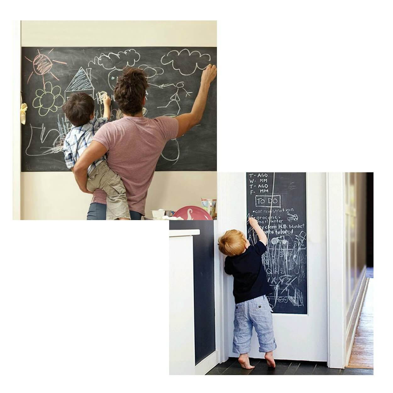 Väggdekal stor griffeltavla blackboard svart tavla 45x200cm