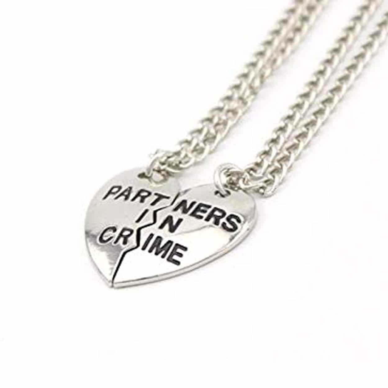 Vänskapshalsband för kompisar par partners in crime silver