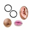 2-pack svart fake piercing öron läpp näsring septum läppring