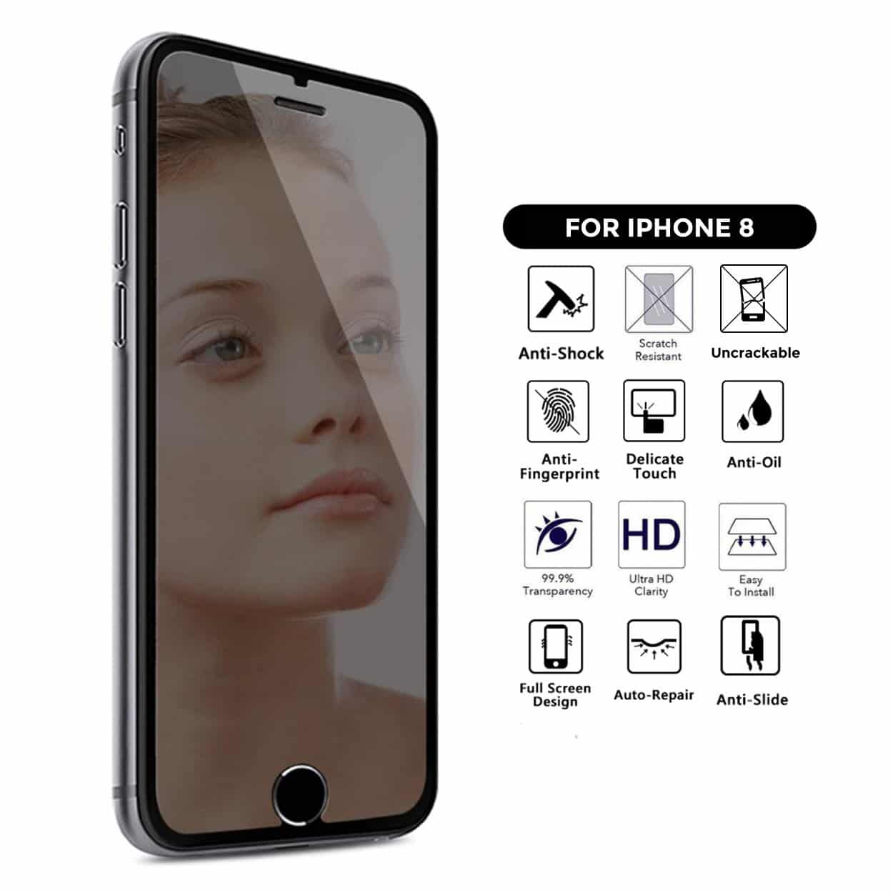 Iphone 8 heltäckande spegel mirror hd skärmskydd