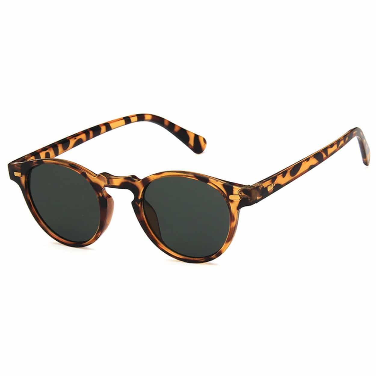 Leopard runda solglasögon mörkt glas