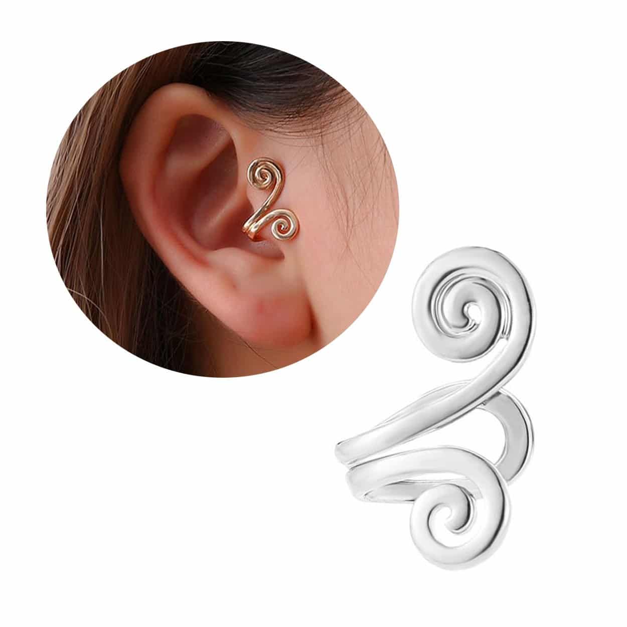 Fake helix tragus piercing öron örhänge ear cuff utan hål silver