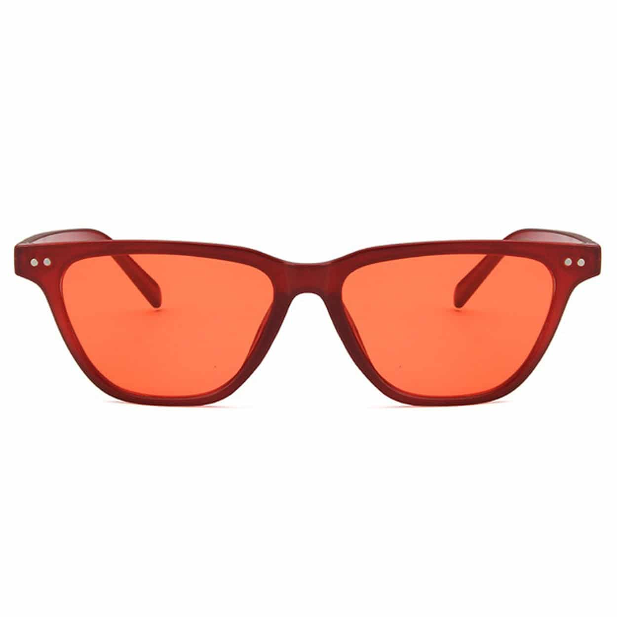 Röda retro wayfarer solglasögon rött glas