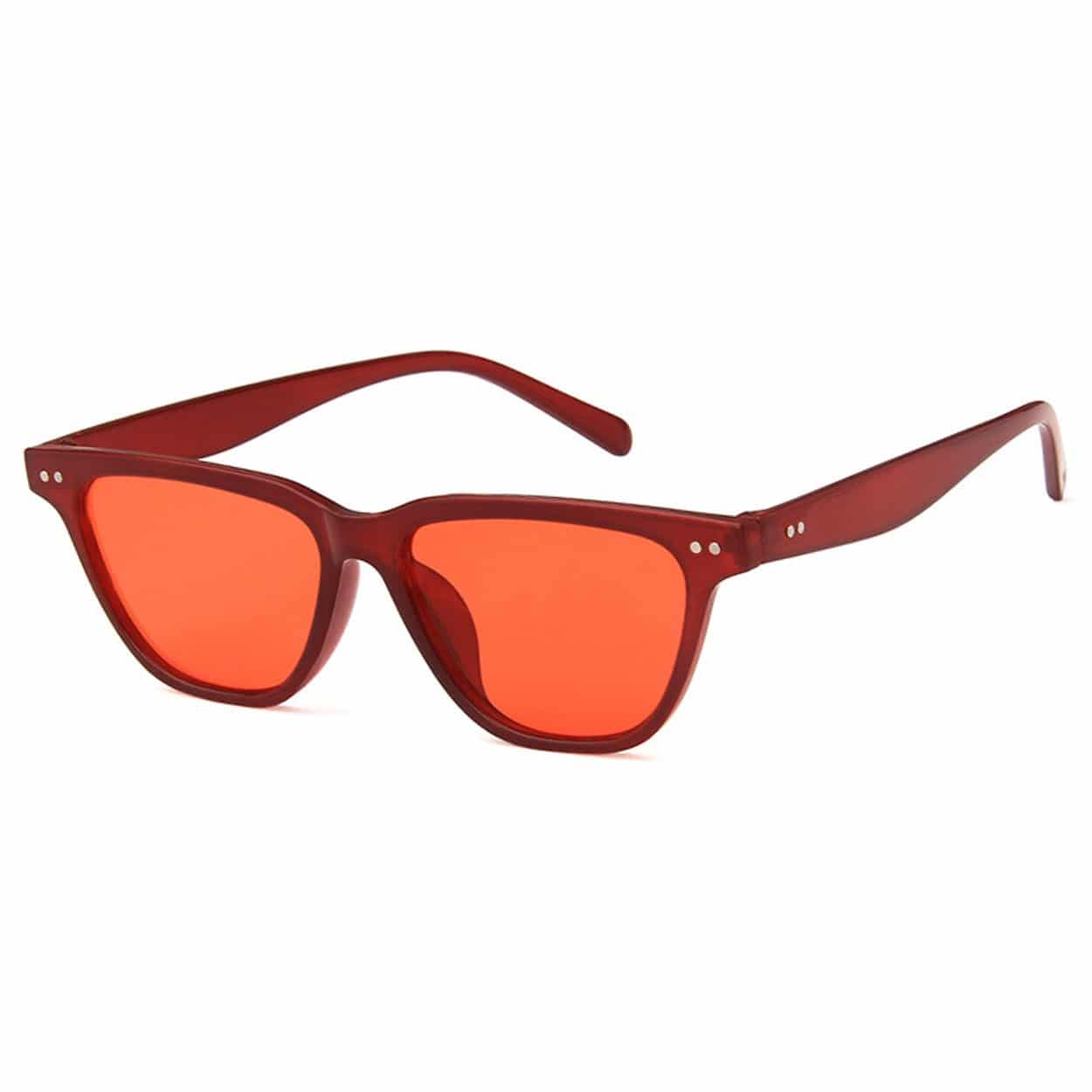 Röda retro wayfarer solglasögon rött glas