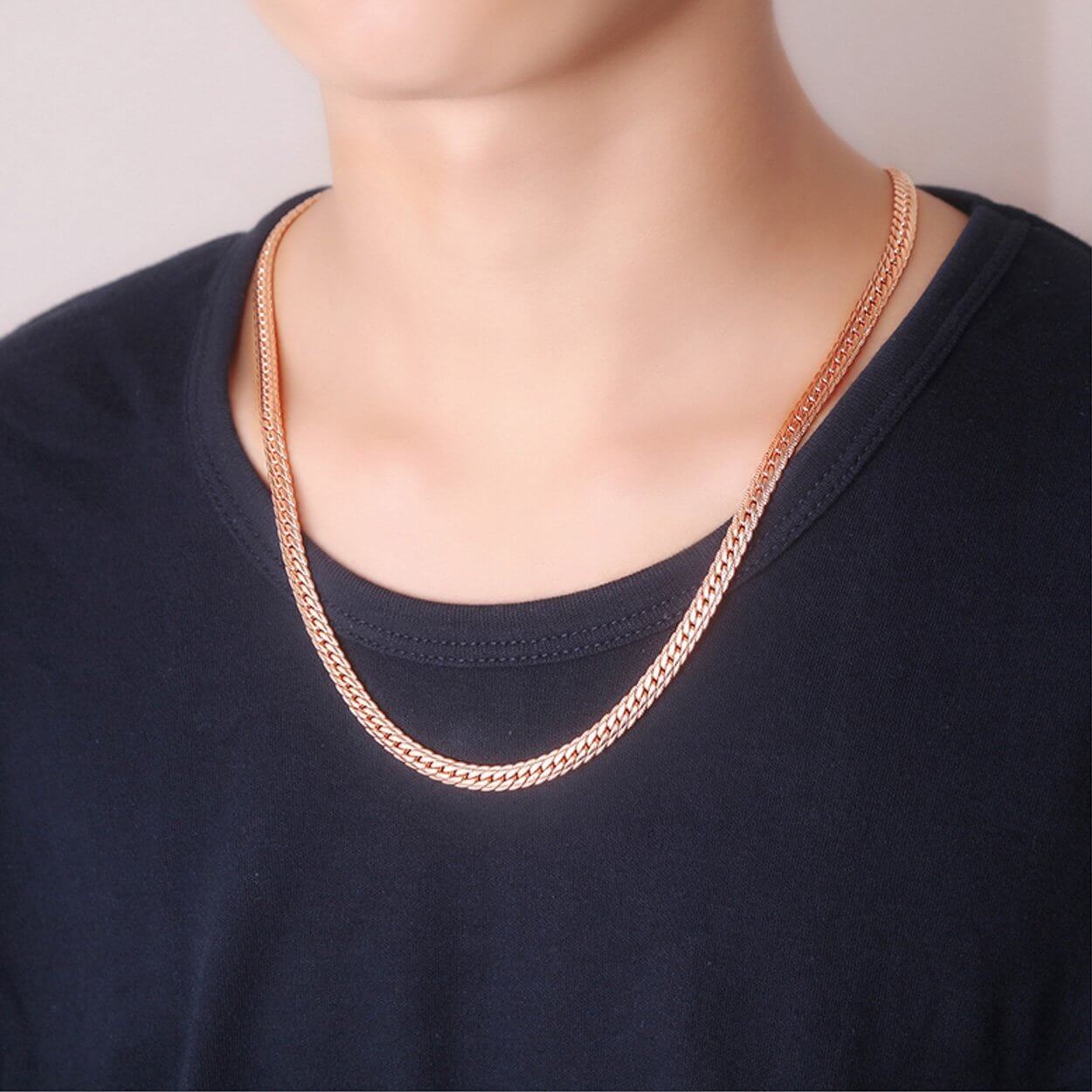 Halsband tjock kedja länk roséguld guldpläterad 55cm