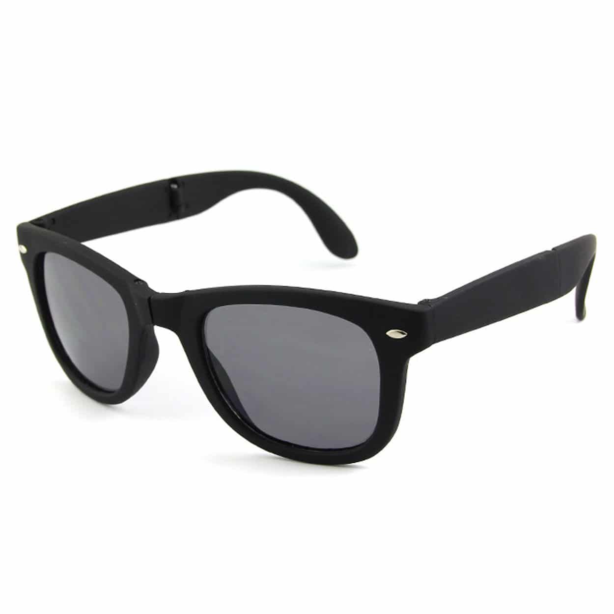 Vikbara svarta wayfarer solglasögon