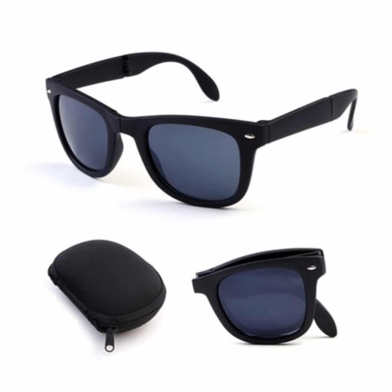 Vikbara svarta wayfarer solglasögon