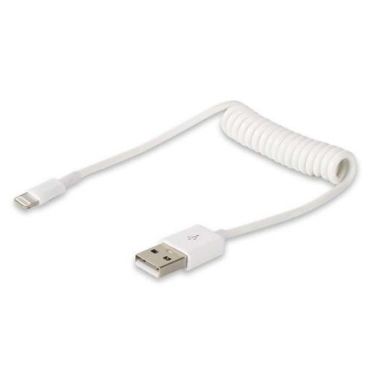 Iphone laddkabel usb lightning töjbar spiralkabel (vit)