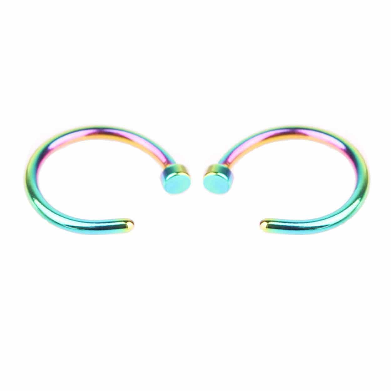 2-pack flerfärgad fake piercing läpp näsring septum läppring utan hål