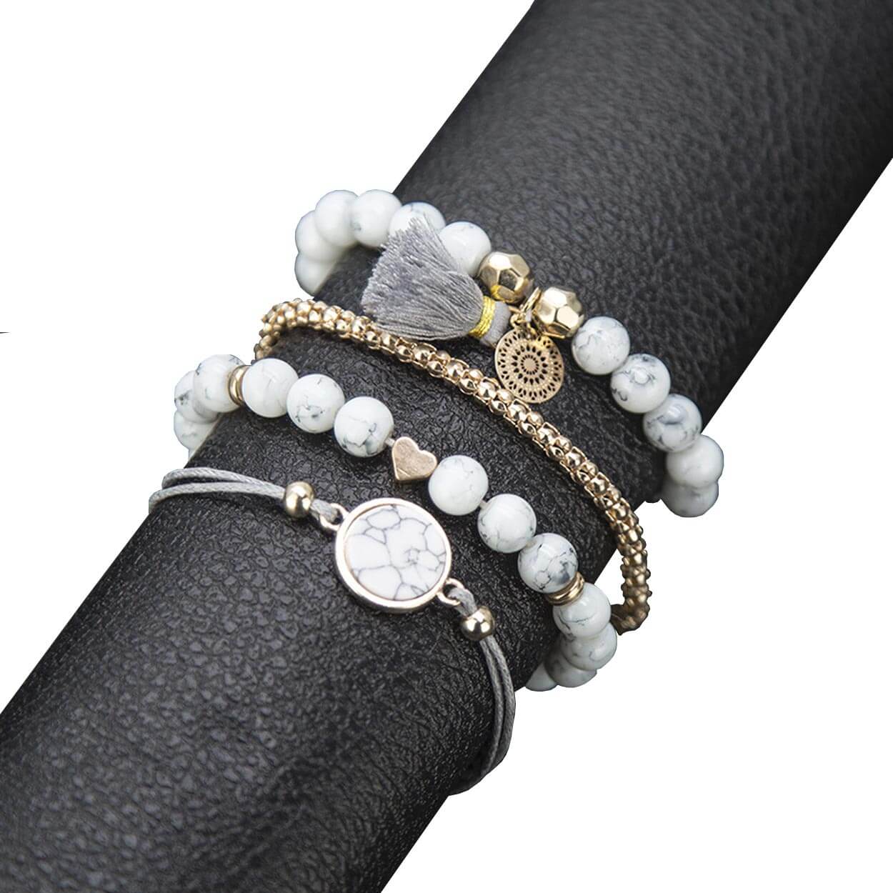 4-pack vackra eleganta armband marmor sten natursten