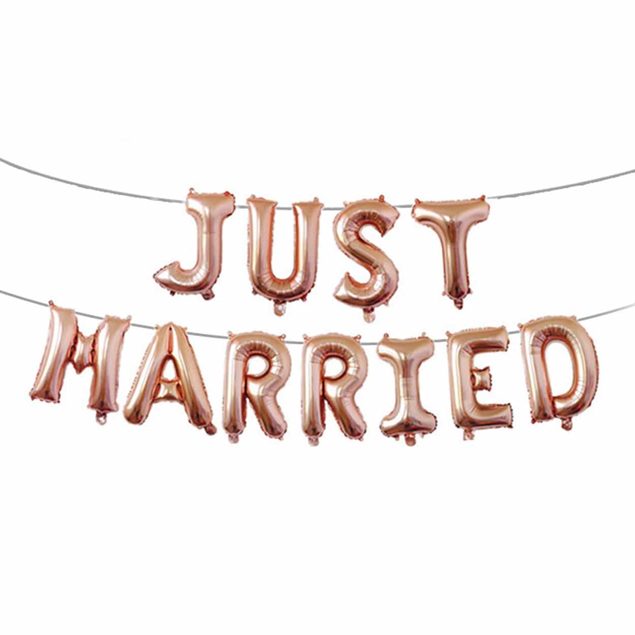 Just married ballonger bröllop giftemål bröllopsfest nygift