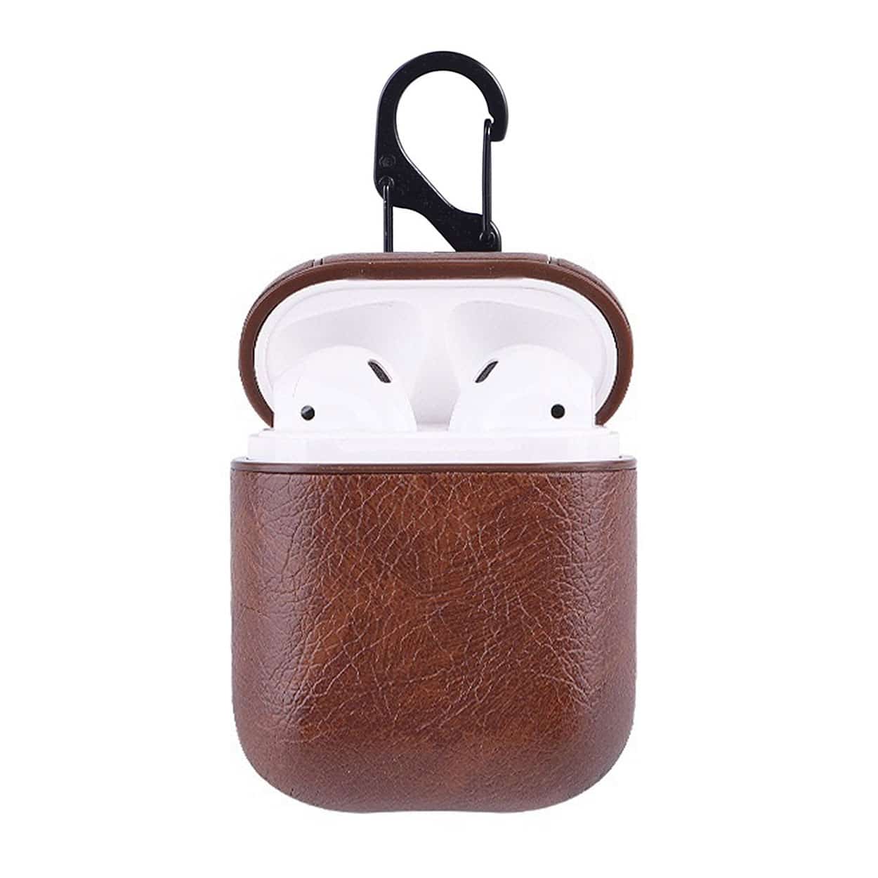Brunt airpods 1/2 väska fodral skyddsfodral skinn läder