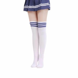 Randiga Knästrumpor Höga Strumpor Svart Med Röda Ränder